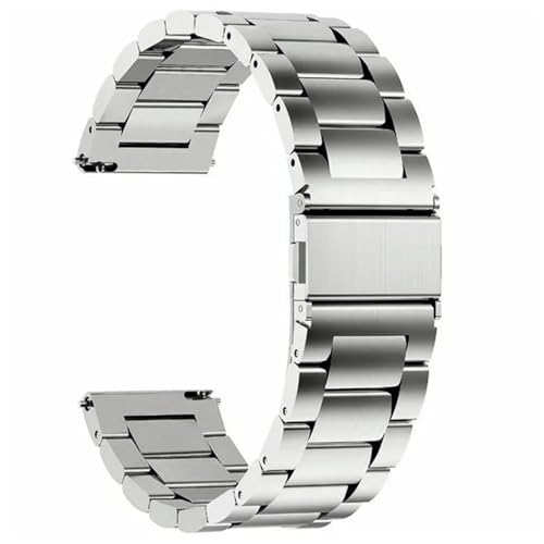 HFBZVAFC Edelstahl-Metallarmband, Schnellverschluss-Ersatzarmband, 18/20/22/24 mm, massives Stahlarmband, doppelter Faltbarer Sicherheitsverschluss(Silver,22mm) von HFBZVAFC