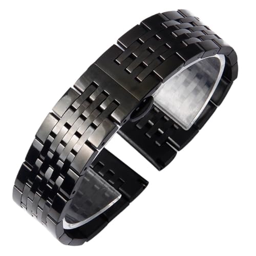 HFBZVAFC Edelstahl-Uhrenarmband, 18 mm, 20 mm, 22 mm, 24 mm, Metall-Uhrenarmband, poliertes Silber und Gold(Black,22mm) von HFBZVAFC