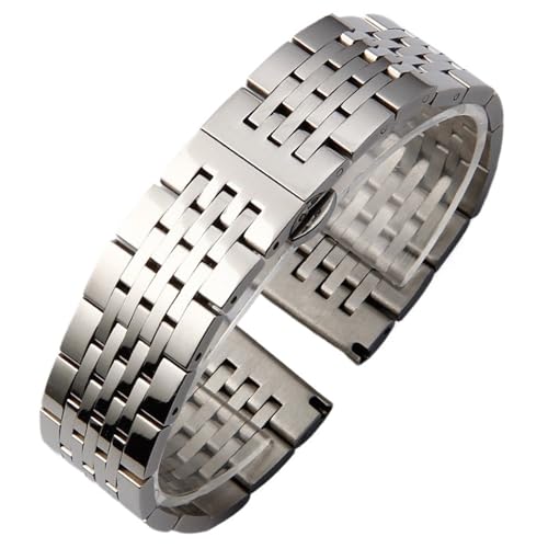 HFBZVAFC Edelstahl-Uhrenarmband, 18 mm, 20 mm, 22 mm, 24 mm, Metall-Uhrenarmband, poliertes Silber und Gold(Silver,18mm) von HFBZVAFC