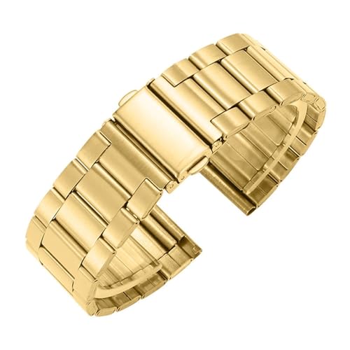 HFBZVAFC Edelstahl Uhrenarmband Armband 20 22mm Smart Uhrenarmbänder Damen Herren Massives Metallarmband Ersatzarmband Zubehör mit Werkzeug(Gold,22mm) von HFBZVAFC