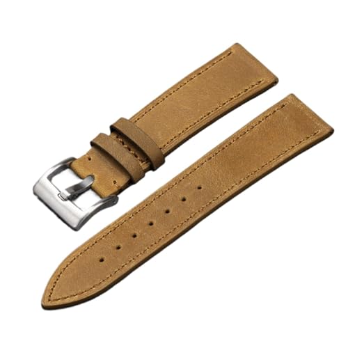 HFBZVAFC Modisches Schnellverschluss-Uhrenarmband aus echtem Leder, 18 mm, 20 mm, 22 mm, gerades Ersatzarmband, vielseitiges und Elegantes Uhrenarmband mit Dornschließe(Light Brown,20mm) von HFBZVAFC