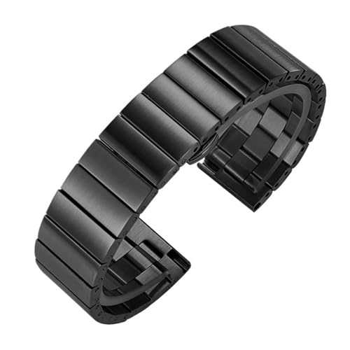 HFBZVAFC Schnellverschluss-Bambusarmband mit Schmetterlingsschnalle, Edelstahl-Metallarmband, 20 mm, 22 mm, Ersatzarmband(Black Flat Mouth,16mm) von HFBZVAFC