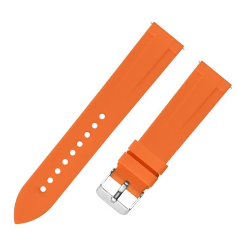 HFBZVAFC Smart Sports Silikon-Uhrenarmband, 20 mm, Edelstahl-Dornschließe, Armband, Schnellverschluss-Uhrenkette, Gummi-Uhrenarmband(Orange) von HFBZVAFC