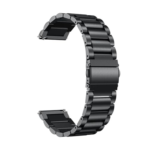 HFBZVAFC Uhrenarmband aus Edelstahl, massives Metall, 3 Perlen, 20/22 mm, Schnellverschluss, Ersatzarmband aus Metall, universell for Damen und Herren, Uhrenzubehör(Black,20mm) von HFBZVAFC