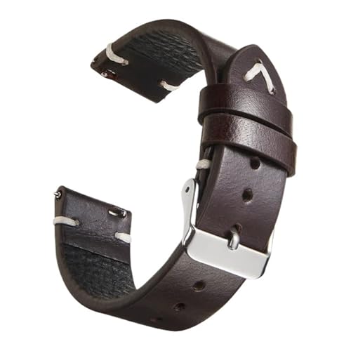 HFBZVAFC Vintage Ölwachs Echtleder Uhrenarmband 18mm 19mm 20mm 22mm Schnellverschluss Uhrenarmband(Coffee,22mm) von HFBZVAFC