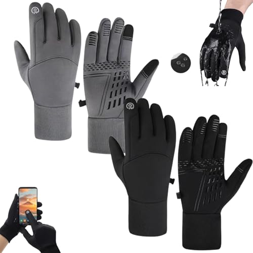 HFDHD Dodorado-Handschuhe, Winter-Fahrradhandschuhe, Premium-Thermohandschuhe, warme, wasserdichte Unisex-Winterhandschuhe mit Touchscreen (XL,Black+Gray) von HFDHD