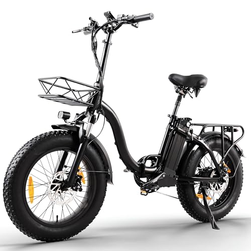 Klapprad E-Bike, E Bike Elektrofahrrad mit 48V/24Ah Samsung-Akku, Bis zu 140KM | Hinterradmotor 48V, 65N.m | Hydraulic Disc Brake | E Klapprad mit Rückspiegel & Korb, Elektrofahrrad für Herren Damen von HFRYPShop