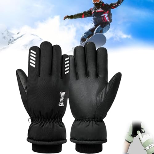 HFSAZJ Wowmen isolierte Downhill-Handschuhe für Herren, Touch-Screen, Fingerspitzen, winddichte Handschuhe, Skifahren, Snowboarden, Handschuhe für kaltes Wetter (schwarz) von HFSAZJ