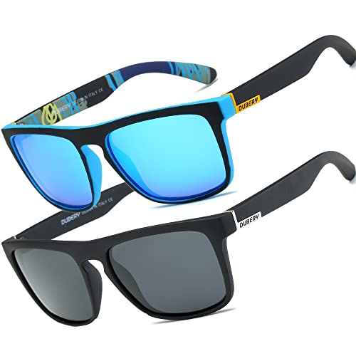 HGDGears Polarisierte Brille für Herren und Damen, Autofahren, Radfahren, Angeln, Retro-Sonnenbrille, UV-Schutz, B-2er-Pack (Blau+Schwarz HGDGears Polarisierte Brille für Herren und Damen, Autofahren, Radfahren, Angeln, Retro-Sonnenbrille, UV-Schutz, B-2er-Pack (Blau+Schwarz von HGDGears