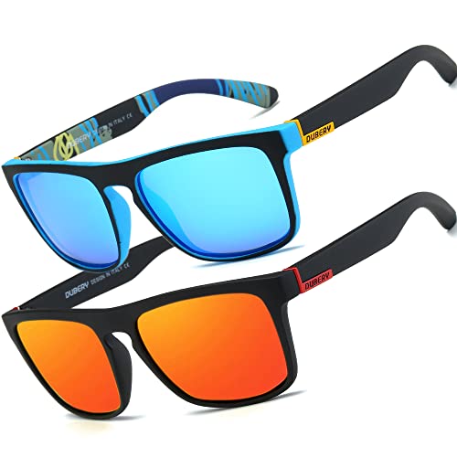 HGDGears Polarisierte Brille für Herren und Damen, Autofahren, Radfahren, Angeln, Retro-Sonnenbrille, UV-Schutz, B-2er-Pack (Rot+Blau HGDGears Polarisierte Brille für Herren und Damen, Autofahren, Radfahren, Angeln, Retro-Sonnenbrille, UV-Schutz, B-2er-Pack (Rot+Blau von HGDGears