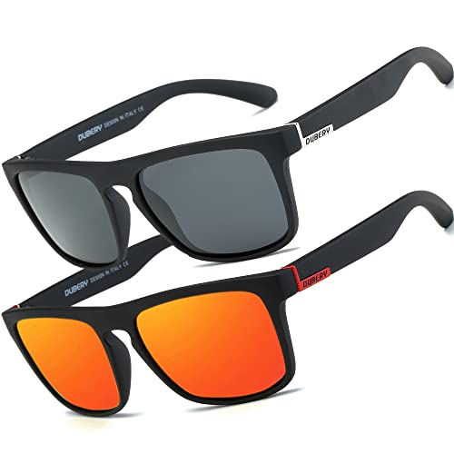 HGDGears Polarisierte Brille für Herren und Damen, Autofahren, Radfahren, Angeln, Retro-Sonnenbrille, UV-Schutz, B-2er-Pack (Rot+Schwarz HGDGears Polarisierte Brille für Herren und Damen, Autofahren, Radfahren, Angeln, Retro-Sonnenbrille, UV-Schutz, B-2er-Pack (Rot+Schwarz von HGDGears