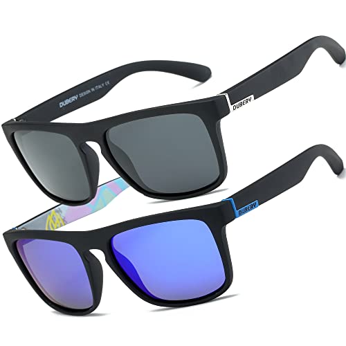 HGDGears Polarisierte Brille für Herren und Damen, Autofahren, Radfahren, Angeln, Retro-Sonnenbrille, UV-Schutz, B-2er-Pack (Schwarz +Tiefblau HGDGears Polarisierte Brille für Herren und Damen, Autofahren, Radfahren, Angeln, Retro-Sonnenbrille, UV-Schutz, B-2er-Pack (Schwarz +Tiefblau von HGDGears
