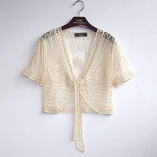 Bolero Damen,Bolero Für Damen, Häkelspitze, Kurzes Oberteil, Elegante Spitze, Kurzärmelig, Strickjacke, Vorne Offen, Durchsichtig, Schulterjacke, Umhang, Abendparty, Überzug Für Kleider, Aprikose, L Bolero Damen,Bolero Für Damen, Häkelspitze, Kurzes Oberteil, Elegante Spitze, Kurzärmelig, Strickjacke, Vorne Offen, Durchsichtig, Schulterjacke, Umhang, Abendparty, Überzug Für Kleider, Aprikose, L von HGJH