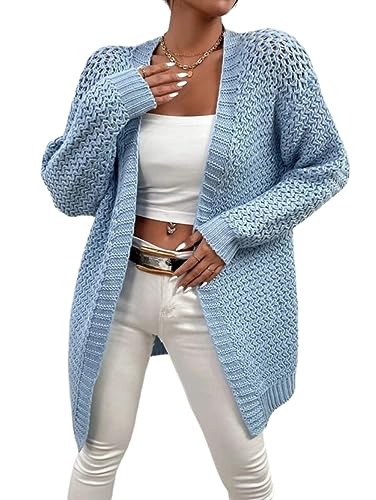 Cardigan Damen, Leichte Damen Strickjacke Mit Langen Ärmeln Klassischer Grobstrick Pullover Mantel Lässige Strickjacken Mit Offener Vorderseite Baggy Pullover Mit V Ausschnitt Sweatershirt Top Stree Cardigan Damen, Leichte Damen Strickjacke Mit Langen Ärmeln Klassischer Grobstrick Pullover Mantel Lässige Strickjacken Mit Offener Vorderseite Baggy Pullover Mit V Ausschnitt Sweatershirt Top Stree von HGJH