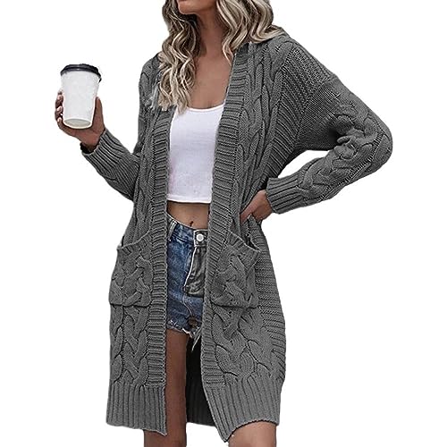 Damen Strickjacke,Damen Twist Grobstrick Cardigan Vorne Offen Lange Strickjacke Baggy Slouch V Ausschnitt Kaschmirpullover Elegante Übergangsjacke Strickjacke Mantel Oberbekleidung Herbst Winter Gra Damen Strickjacke,Damen Twist Grobstrick Cardigan Vorne Offen Lange Strickjacke Baggy Slouch V Ausschnitt Kaschmirpullover Elegante Übergangsjacke Strickjacke Mantel Oberbekleidung Herbst Winter Gra von HGJH