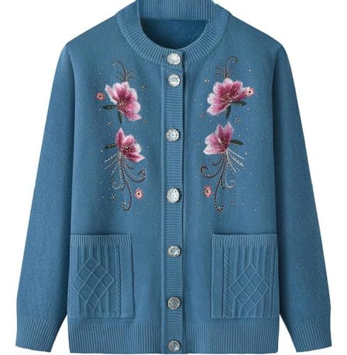 Gestrickte Strickjacke für mittlere und ältere Menschen,Klassische Strickjacke mit Strass Druck,Damen Oberteil mit Fleece Futter,Oma Kleidung,Mantel,Damen Frühlings und Herbst Mutterkleidung,Warmer Gestrickte Strickjacke für mittlere und ältere Menschen,Klassische Strickjacke mit Strass Druck,Damen Oberteil mit Fleece Futter,Oma Kleidung,Mantel,Damen Frühlings und Herbst Mutterkleidung,Warmer von HGJH