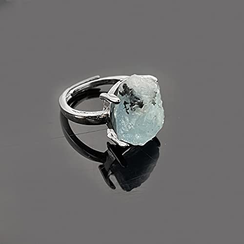 HGJH Ring Damen, Naturstein -Kristallringe Aquamarin Unregelmäßiger Charme-Scheiben-Ring-Schmucksache-Dame-Partei-Geschenkestein-Ring Justierbar HGJH Ring Damen, Naturstein -Kristallringe Aquamarin Unregelmäßiger Charme-Scheiben-Ring-Schmucksache-Dame-Partei-Geschenkestein-Ring Justierbar von HGJH