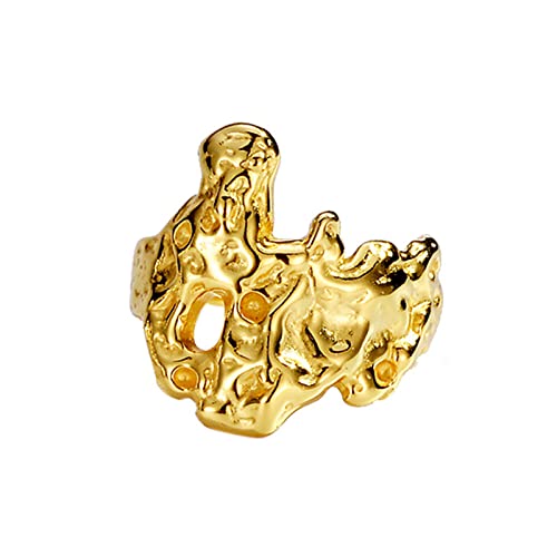 HGJH Verstellbarer Ring, Verstellbare Ringe Für Damen Golden Gehämmertes Muster 925Er Sterlingsilber Unregelmäßigkeit Ewigkeitsringe Trauringe Versprechen Ringe Für Mädchen Damen HGJH Verstellbarer Ring, Verstellbare Ringe Für Damen Golden Gehämmertes Muster 925Er Sterlingsilber Unregelmäßigkeit Ewigkeitsringe Trauringe Versprechen Ringe Für Mädchen Damen von HGJH