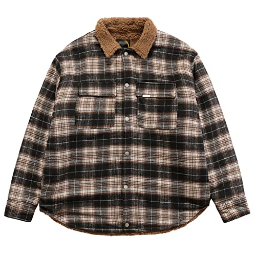 Herren Flanellhemd Langarmherren Langarm Flanellhemd Thermohemd Gitter Braun Hemd Button-Down Baumwolle Holzfäller Bequem Karierte Hemdjacke Lässiges Arbeitshemd Für Herren Jungen,L Herren Flanellhemd Langarmherren Langarm Flanellhemd Thermohemd Gitter Braun Hemd Button-Down Baumwolle Holzfäller Bequem Karierte Hemdjacke Lässiges Arbeitshemd Für Herren Jungen,L von HGJH