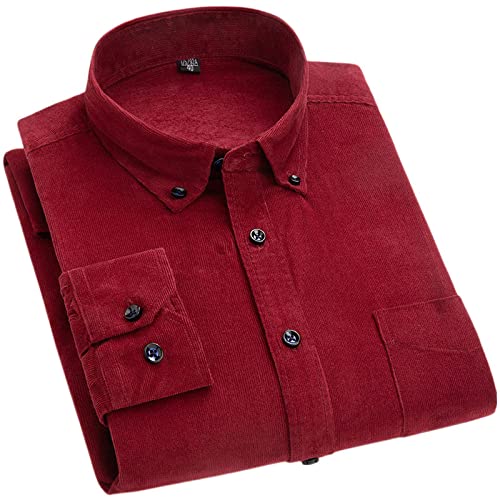 Herren Hemd Langarm, Herren Langarm Cordhemd Thermohemd Rot Retro Hemd Knopfleiste Baumwolle Großvater Hemd Comfort Henley Hemd Herren Casual Arbeitshemd,L Herren Hemd Langarm, Herren Langarm Cordhemd Thermohemd Rot Retro Hemd Knopfleiste Baumwolle Großvater Hemd Comfort Henley Hemd Herren Casual Arbeitshemd,L von HGJH
