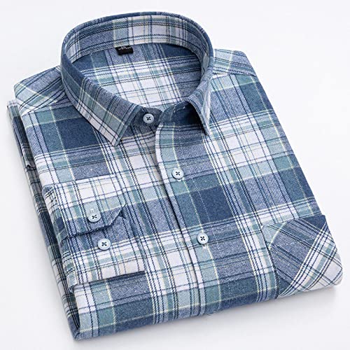 Herren Hemd Langarm, Herren Langarm Flanellhemd Thermohemd Schottenkaro Hemd Button-Down Baumwolle Großvaterhemd Bequemes Henry Hemd Lässiges Arbeitshemd Für Herren Jungen,XL von HGJH