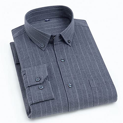 Herren Hemden, Herren Langarm Flanellhemd Thermohemd Streifen Graues Hemd Button-Down Baumwolle Großvaterhemd Bequemes Henry Hemd Lässiges Arbeitshemd Für Männer Jungen,XXL Herren Hemden, Herren Langarm Flanellhemd Thermohemd Streifen Graues Hemd Button-Down Baumwolle Großvaterhemd Bequemes Henry Hemd Lässiges Arbeitshemd Für Männer Jungen,XXL von HGJH