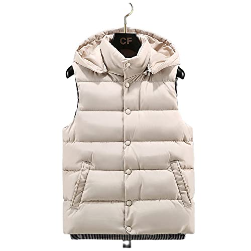 Herren Jacke Ärmellos,Herren Ärmellose Kapuzenweste Steppweste Outdoor Weste Einfarbig Creme Ärmellose Weste Weste Herren Jacke Winddicht Reißverschlüsse Bodywarmer Für Herren Teenager,L Herren Jacke Ärmellos,Herren Ärmellose Kapuzenweste Steppweste Outdoor Weste Einfarbig Creme Ärmellose Weste Weste Herren Jacke Winddicht Reißverschlüsse Bodywarmer Für Herren Teenager,L von HGJH