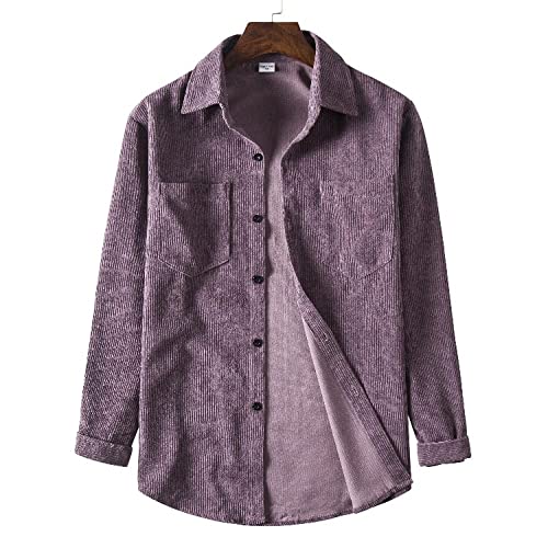 Herren Thermohemd, Langarm-Cord-Thermohemd Für Herren, Lila Tasche, Geknöpftes Hemd, Baumwoll-Holzjacke, Vintage-Hemd, Komfort-Henley-Hemd, Herren-Freizeit-Arbeitshemd, XL Herren Thermohemd, Langarm-Cord-Thermohemd Für Herren, Lila Tasche, Geknöpftes Hemd, Baumwoll-Holzjacke, Vintage-Hemd, Komfort-Henley-Hemd, Herren-Freizeit-Arbeitshemd, XL von HGJH