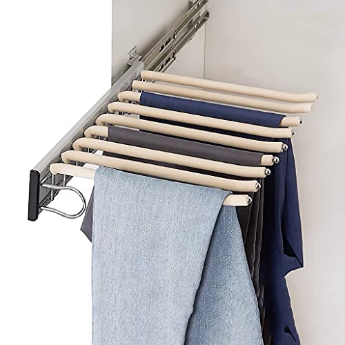 HGJHJJHK Schrank-Hosenaufhänger, dehnbarer Kleiderschrank-Aufbewahrungsständer für 9 Hosen, verschiebbarer Hosenständer – 46 × 34 × 9,5 cm, weiß (Größe: Installation auf der rechten Seite) Decoration von HGJHJJHK