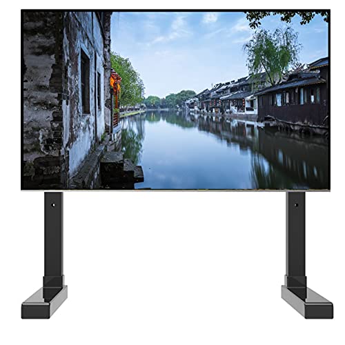 HGJHJJHK Tisch-TV-Ständer für 65 60 55 50 43 Zoll LED-LCD-Bildschirme, schwarzer freistehender, robuster TV-Display-Ständer, für Wohnzimmer/Schlafzimmer/Büro Hello von HGJHJJHK