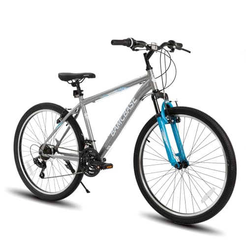 HH HILAND BAMCBASE 26 Zoll Mountainbike, Herren/Damen MTB mit 21 Gang, hochfester Stahlrahmen, V-Bremse, Hardtail Fahrrad für Erwachsene Grau von HH HILAND