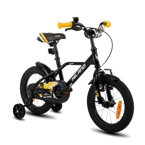 HILAND 12 Zoll Kinderfahrrad für Jungen 3 4 5 Jahre mit Stützrädern, Handbremse und Rücktrittbremse Schwarz/Orange HILAND 12 Zoll Kinderfahrrad für Jungen 3 4 5 Jahre mit Stützrädern, Handbremse und Rücktrittbremse Schwarz/Orange von HH HILAND