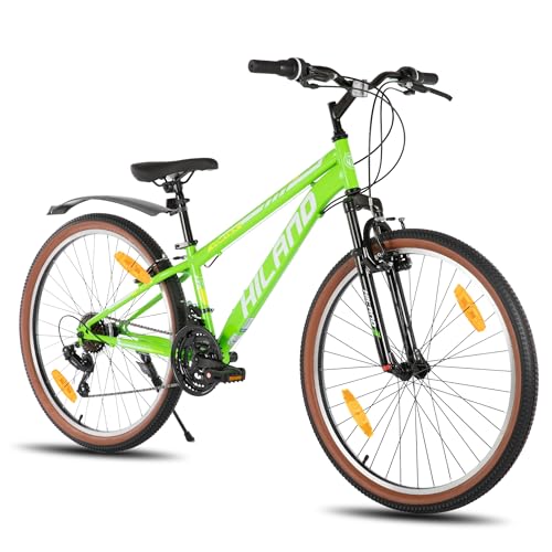 HILAND 26 Zoll Mountainbike für Herren und Damen, 21 Gänge Mountainbike, hochfester Stahlrahmen, V-Bremse, Hardtail MTB für Erwachsene, Grün von HH HILAND