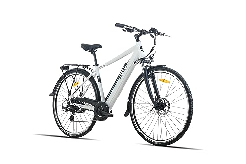 HILAND 28 Zoll E-Bike Elektrofahrrad für Damen und Herren mit Shimano 8-Gang 36V 12,8AH Akku 250W Motor Weiß E-Citybike von HH HILAND