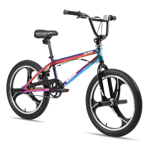 Hiland 20 Zoll 3 Speichen Kinder BMX Fahrrad für Jungen Mädchen ab 7 8 9 10 Jahre alt, 360 Grad Rotor Freestyle, 4 Pegs Single Speed Kinder BMX Fahrrad Regenbogen Hiland 20 Zoll 3 Speichen Kinder BMX Fahrrad für Jungen Mädchen ab 7 8 9 10 Jahre alt, 360 Grad Rotor Freestyle, 4 Pegs Single Speed Kinder BMX Fahrrad Regenbogen von HH HILAND