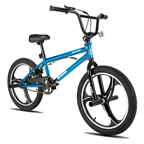 Hiland 20 Zoll 3 Speichen Kinder BMX Fahrrad für ab 7 8 9 10 Jahre alt, 360 Grad Rotor Freestyle, 4 Pegs Kinder BMX Fahrrad für Jungen Mädchen Blau von HH HILAND