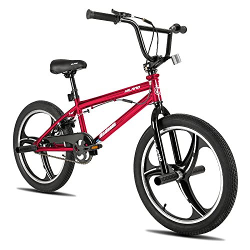 Hiland 20 Zoll 3 Speichen Kinder BMX Fahrrad für ab 7 8 9 10 Jahre alt, 360 Grad Rotor Freestyle, 4 Pegs Kinder BMX Fahrrad für Jungen Mädchen Rot von HH HILAND