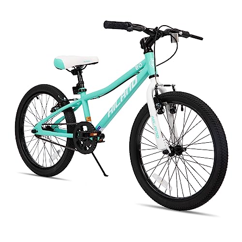 Hiland 20 Zoll Kinderfahrrad Jungen Mädchen, Mountainbike für 7 8 9 10 11 12 Jahre Kinder, V-Bremse Single Speed Mint Grün von HH HILAND