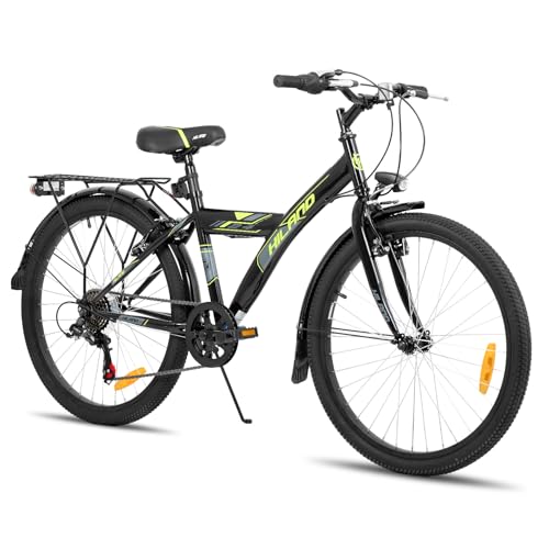 Hiland 24 Zoll Kinderfahrrad Mountainbike für Kinder Jungen Mädchen ab 6 7 8 9 10 Jahren mit 6 Gang Schaltung, Ständer, Schwarz von HH HILAND