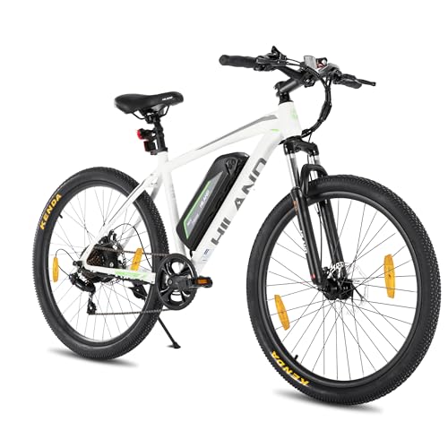 Hiland 26 Zoll Elektrofahrrad für Männer Frauen, 250W Motor Elektro-Mountainbike mit 36V abnehmbarem Akku, 7 Gang E-Bike für Erwachsene, Weiß von HH HILAND