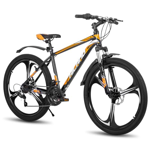 Hiland 26 Zoll Mountainbike MTB mit Aluminiumrahmen Scheibenbremse Federgabel 3 Speichenräder für Jugendliche Fahrrad Herren Damen Jungen Mädchen Schwarz von HH HILAND