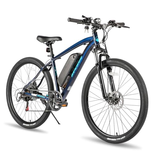 Hiland 27,5 Zoll Elektrofahrrad für Frauen Männer, 250W Motor 36V E-Bike mit 7-Gang, Schwarz E-Mountainbike mit Scheibenbremsen von HH HILAND