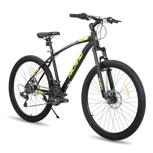 Hiland 27.5 Zoll Mountainbike MTB Fahrrad mit Stahlrahmen 21-Gang Disc-Brake Federgabel Radfahren Urban Commuter City Fahrrad Gelb von HH HILAND