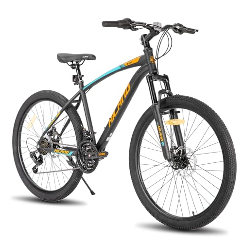 Hiland 27.5 Zoll Mountainbike MTB Fahrrad mit Stahlrahmen 21-Gang Disc-Brake Federgabel Radfahren Urban Commuter City Fahrrad Orange von HH HILAND