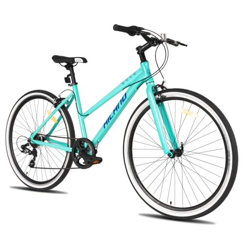 Hiland 28 Zoll Rennrad Citybike für Herren und Damen, 7-Gang City Pendlerfahrrad für Erwachsene, 700C Mintgrün Fahrrad von HH HILAND