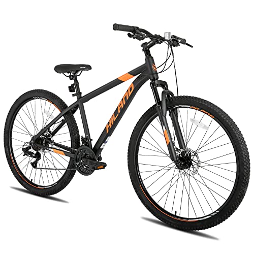 Hiland 29 Zoll Mountainbike mit Mehrspeichenräder, 482MM Aluminiumrahmen 21 Gang Schaltung MTB Hardtail Fahrrad, Scheibenbremse Federgabel Mountainbike für Herren Damen Schwarz von HH HILAND