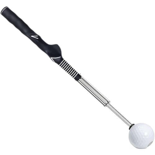 HHDOMLTH Golfschwung-Trainingshilfe, Einziehbare Golfschwung-Trainingshilfe Zur Haltungskorrektur, Golfschwung-Übungsstock – Kraft- Und Tempotraining Für Chipping-Schlagen(Black) von HHDOMLTH