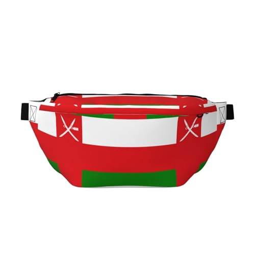 Flag Of Oman stylische Gürteltasche mit Schultergurt - vielseitige und kompakte Reisetasche für freihändige Aufbewahrung, Schwarz , one size von HHNNL