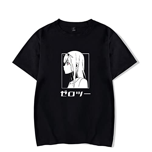 Darling In The FRANXX T-Shirt Unisex Rundhals Kurzarm Damen Herren T-Shirt, Zero Two Loose Relaxed Plus Size Sweatshirt XXS - 4XL-Gray||4XL von HIAPES