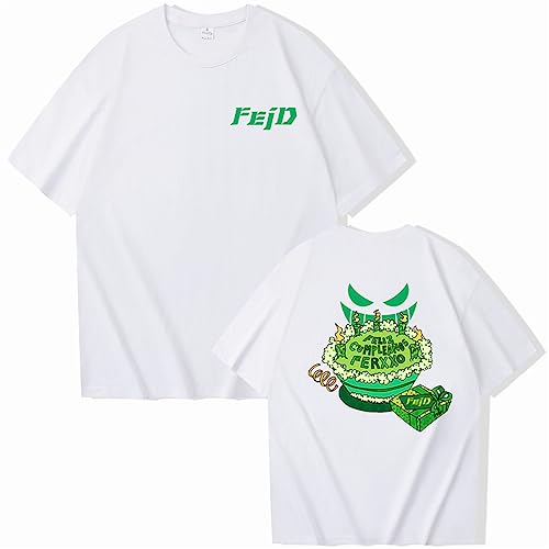 Feid Ferxxo T-Shirt Cartoon Print Lustige Kurzarm Männer Frauen Sommer Baumwolle Sweatshirt Mode Lässig Hip Hop Kleidung XS ~ 3XL-Black||XS von HIAPES